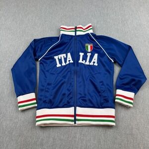 Vintage ITALIA Jacket Youth Boys 7/8 Blue Track Football Full Zip Soccer Team